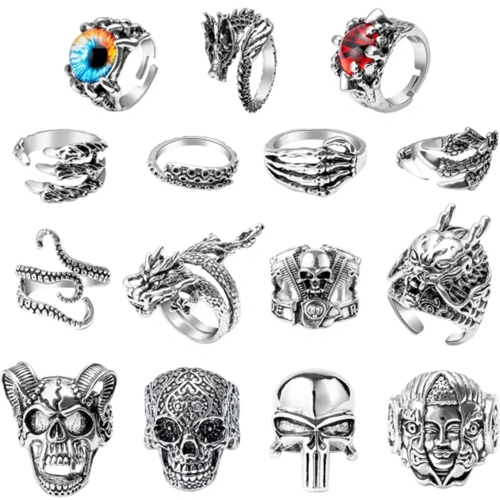 15Pcs Vintage Punk Rings Set